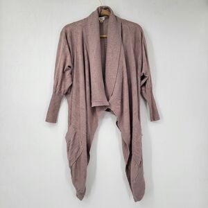 Aritzia Wilfred Draped Cardigan Sweater Size Medium Linen Mauve Dusty Pink Shawl